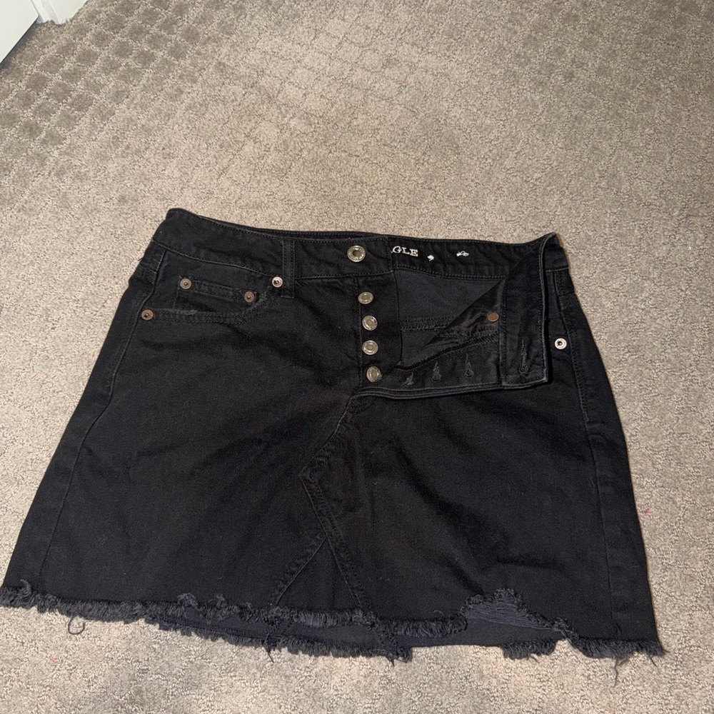 American Eagle Outfitters Black Frayed Mini Skirt
